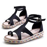 Women's Sandals Summer Platform / Toe Ring / Creepers PU Outdoor / Casual Platform Buckle / Braided Strap Black /