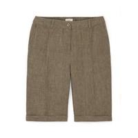 Woman's cuffed Bermuda shorts in pure linen chiné, HASNON