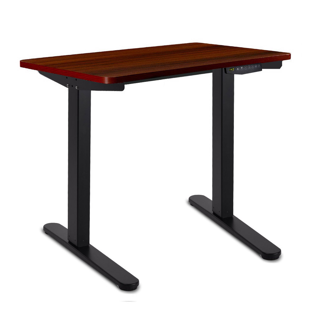 100CM Motorised Height Adjustable Sit Stand Desk (Walnut/Black)