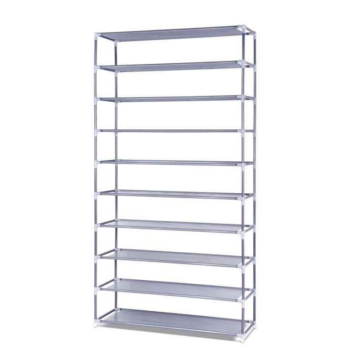 10 Tier Shoe Rack for 50 pairs Stackable Storage Metal and Fabric Shoe Cabinet