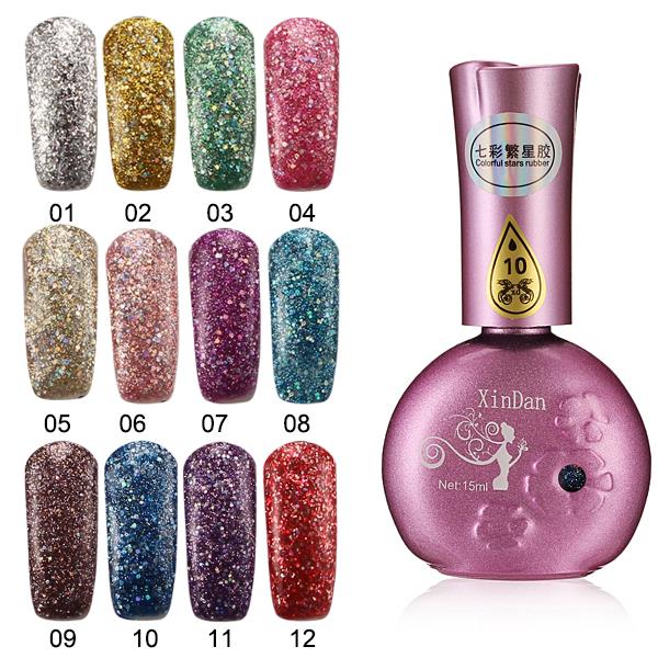 12 Colors Stars Bright Round Glitter Micro Grain Nail Art UV Gel Polish Soak Off Gorgeous