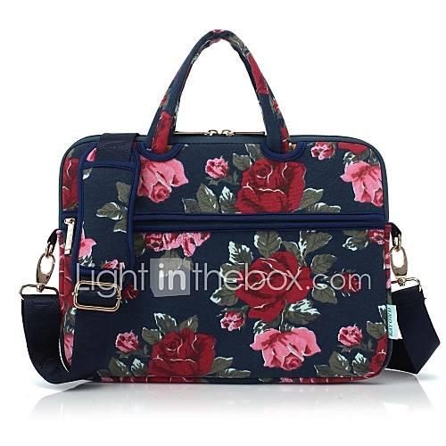 13.3 14.1 15.6 inch Peony Pattern Laptop Shoulder Bag with Strap Hand Bag for Macbook/Surface/Dell/HP/Samsung/Sony etc