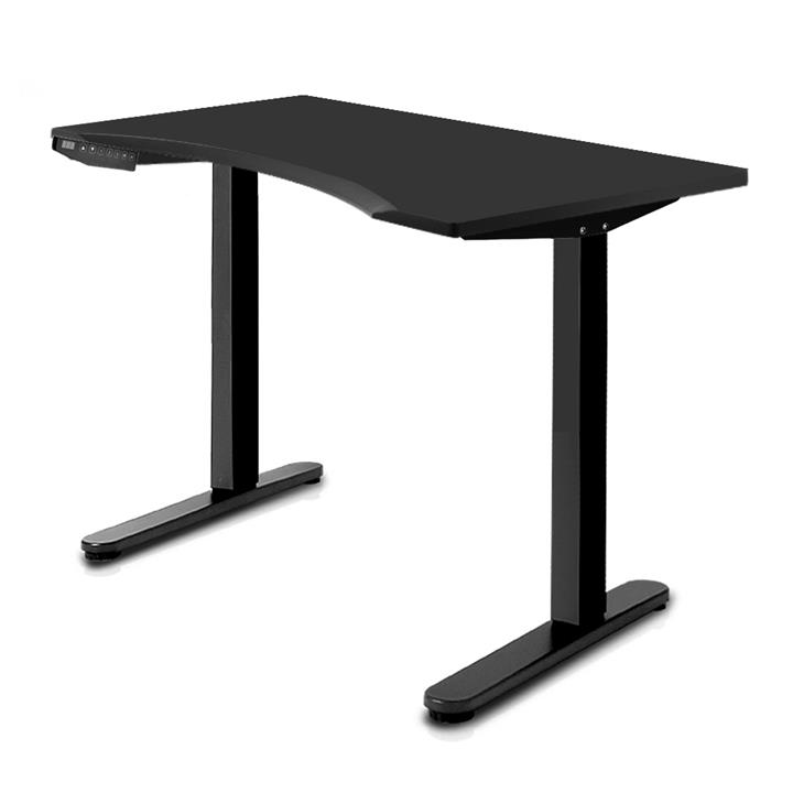 140x60cm Adjustable Desk Sit Or Stand Motorised Electric Height Adjustment Curve Edge Office Table Black