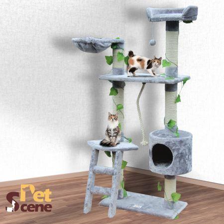 145cm Cat Gym Scratching Post Tree Medium-Grey