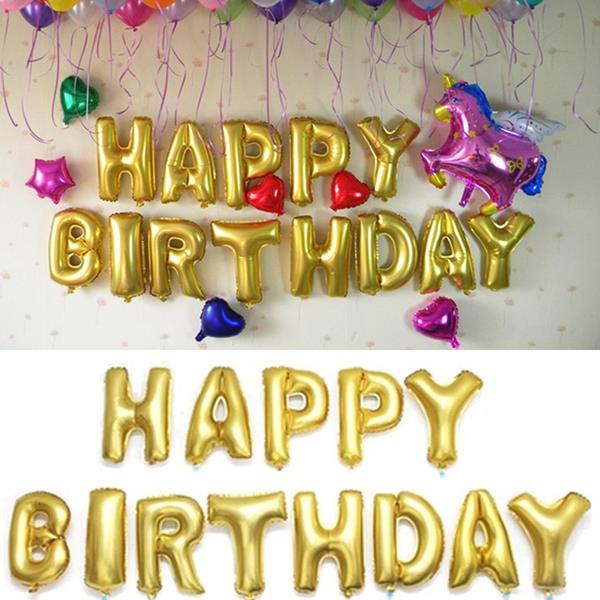 16 Inch Golden Foil Alphabet Balloons Letters Happy Birthday Party Decor