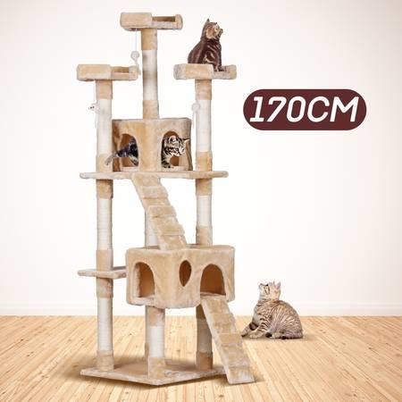 170cm Beige Cat Scratching Post and Tree Gym House