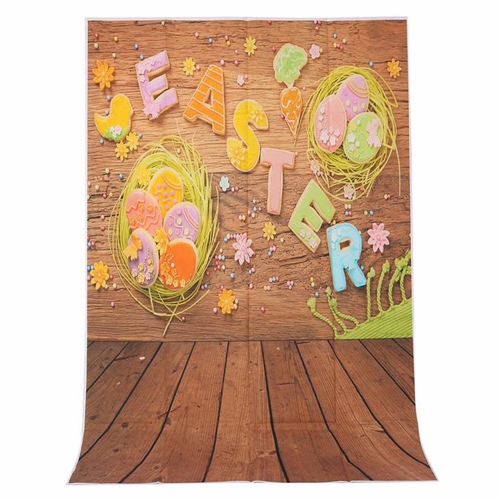 1x1.5m 3x5ft Easter Egg Wall Wooden Floor Vinyl Studio Photography Backdrop Background