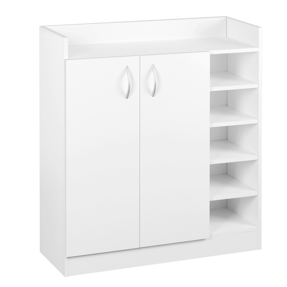 2 Doors Shoe Cabinet Storage Cupboard (White)