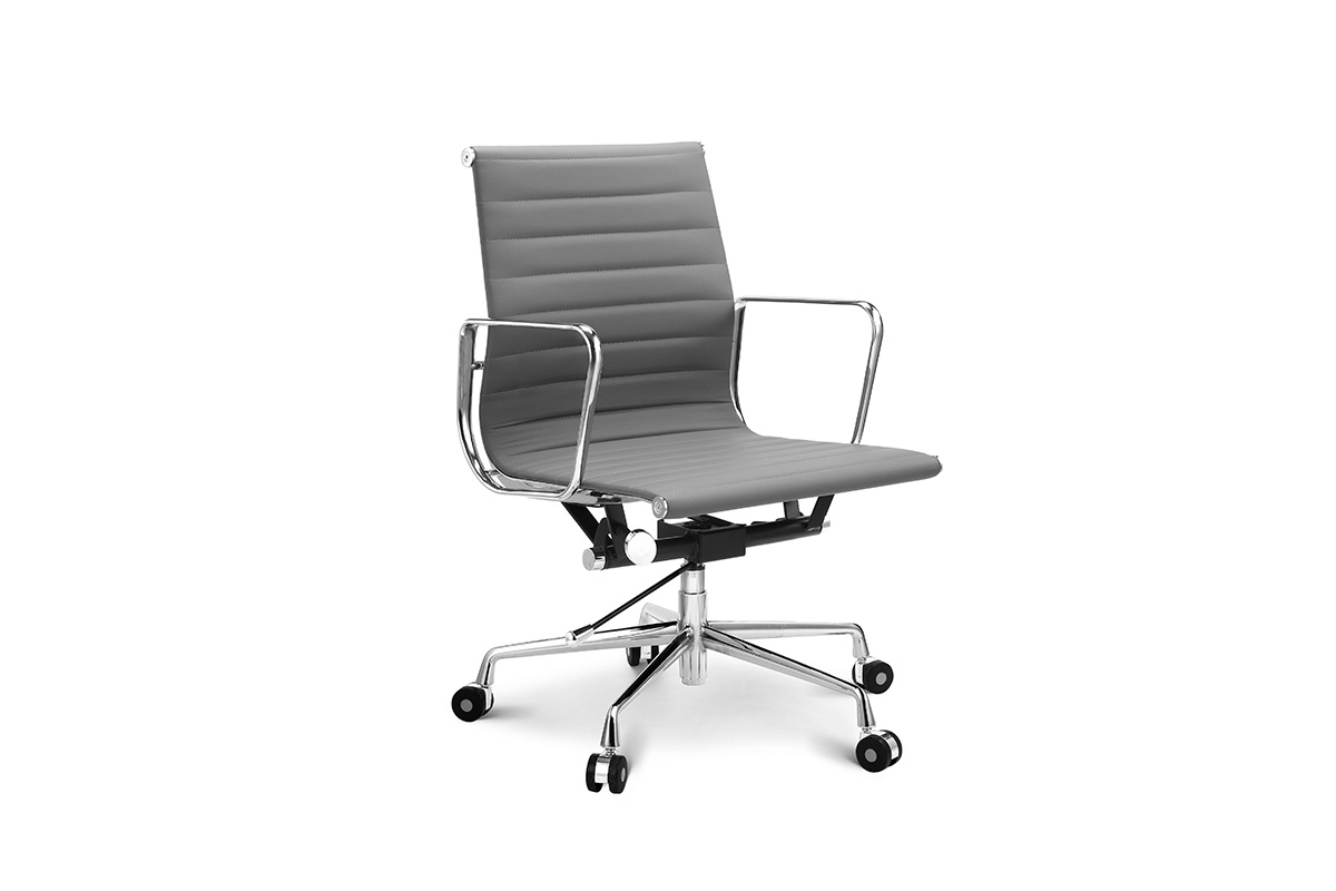 2 Pack Ergolux Executive Eames Replica Low Back Ribbed Office Chair (Grey)