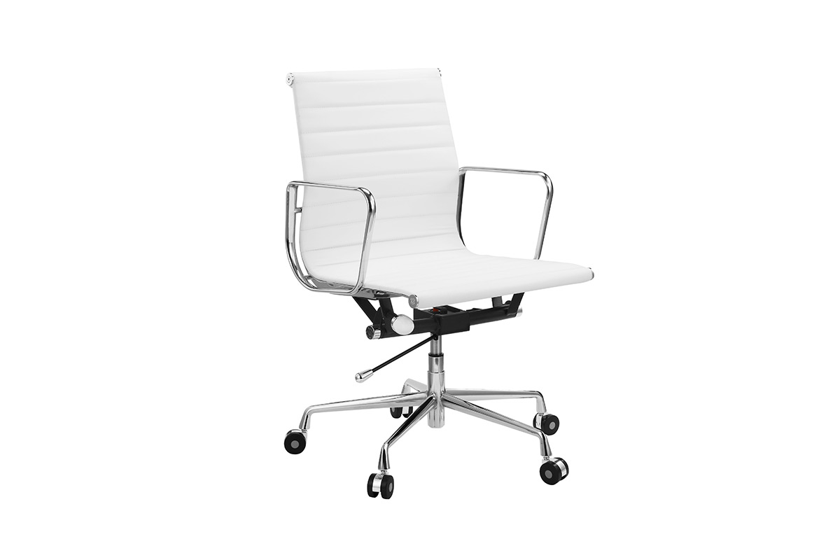 2 Pack Ergolux Executive Eames Replica Low Back Ribbed Office Chair (White)