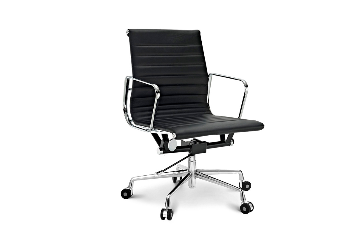 2 Pack Ergolux Executive Eames Replica Low Back Ribbed Office Chair (Black)