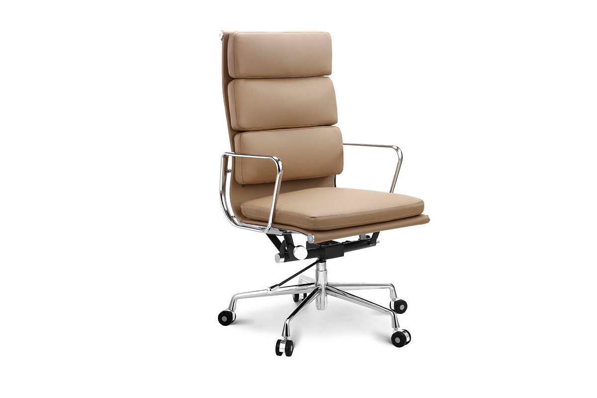 2 Pack Ergolux Executive Eames Replica High Back Padded Office Chair (Light Brown)