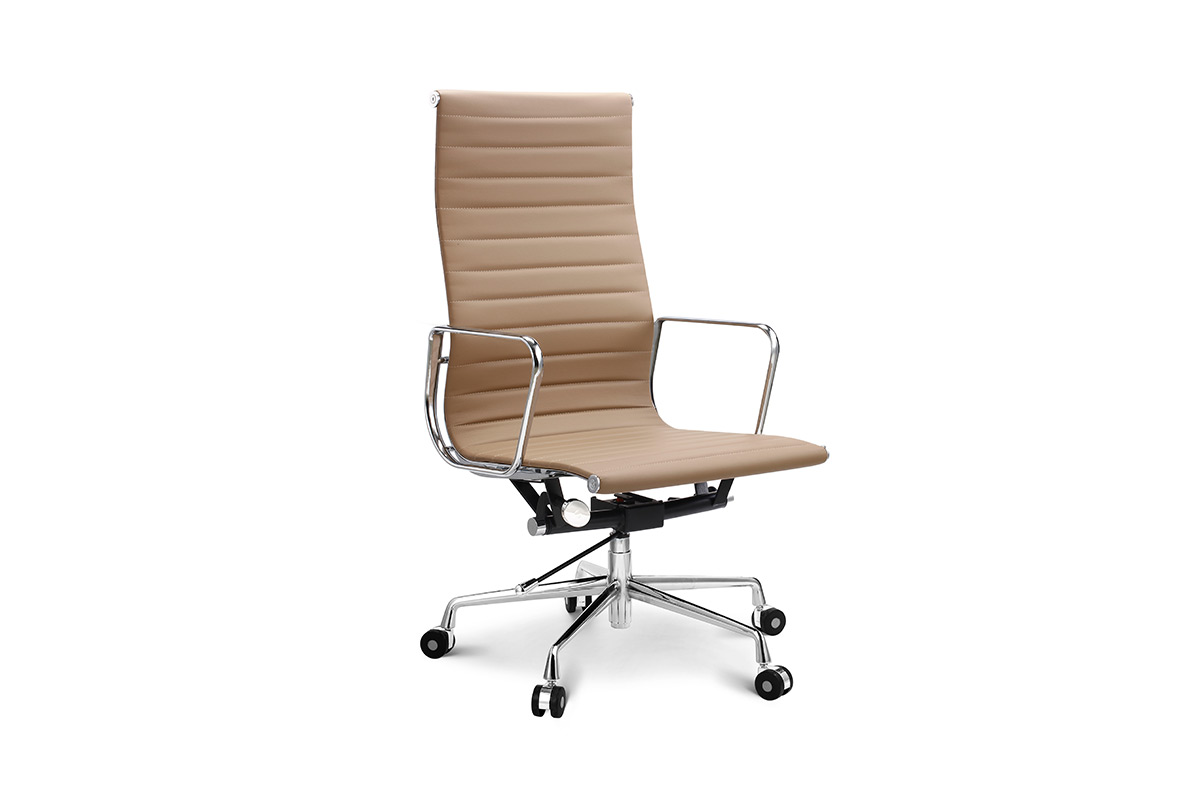 2 Pack Ovela Executive Eames Replica High Back Ribbed Office Chair (Light Brown)