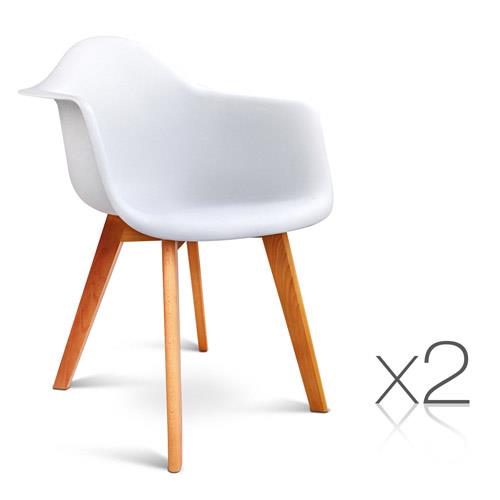 2 x Replica Eames Eiffel DAW Dining Chairs Home Cafe Kitchen White