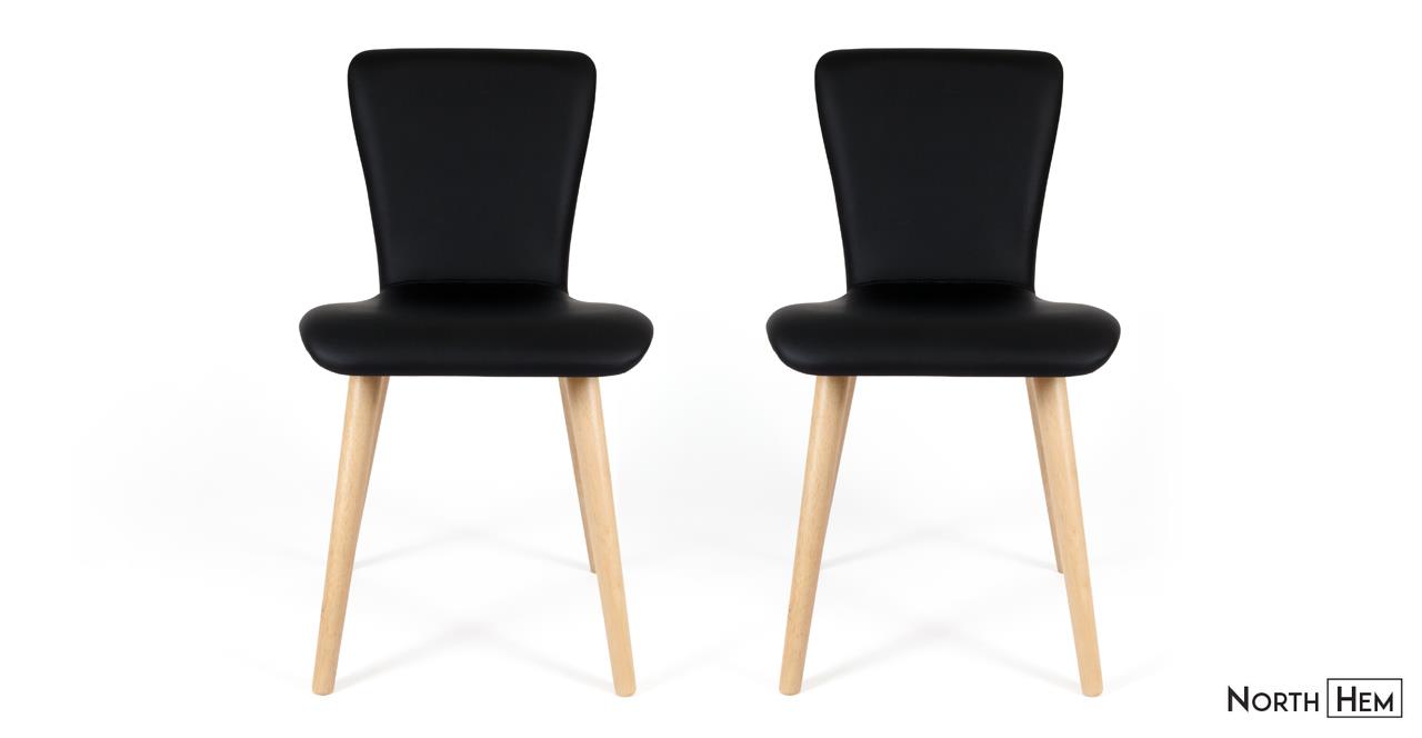 2 x Edel Dining Chairs | Espresso Black Vinyl Dining Chairs | Black Upholstered Dining Ch