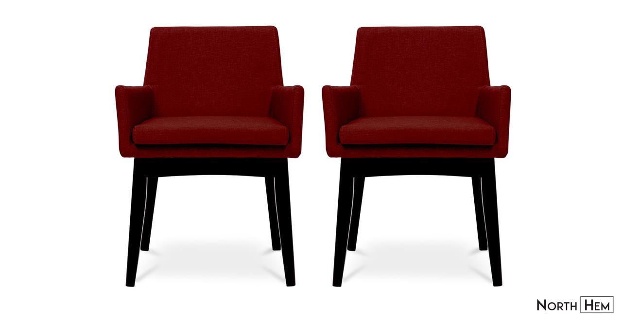 2 x Evy Dining Arm Chair  | Red Dining Chairs | Crimson Red and Black Stain