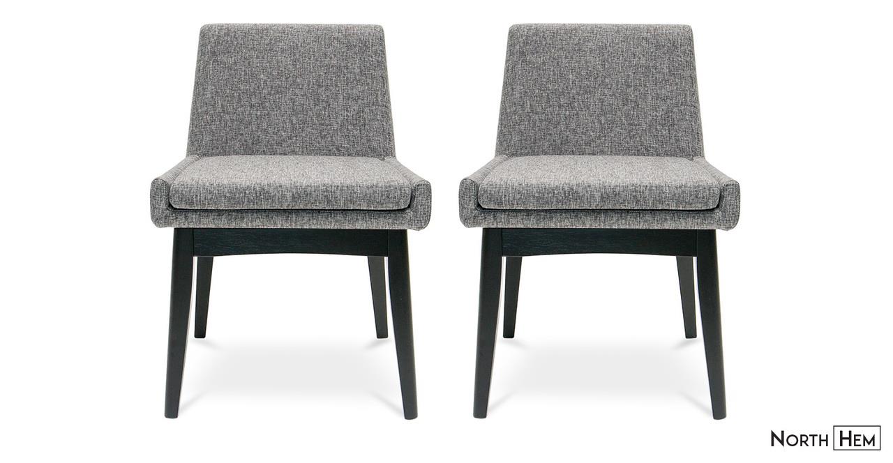 2 x Evy Dining Chair | Grey Dining Chairs | Pebble Grey and Black Stain