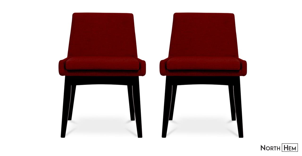 2 x Evy Dining Chair | Red Dining Chairs | Crimson Red and Black Stain