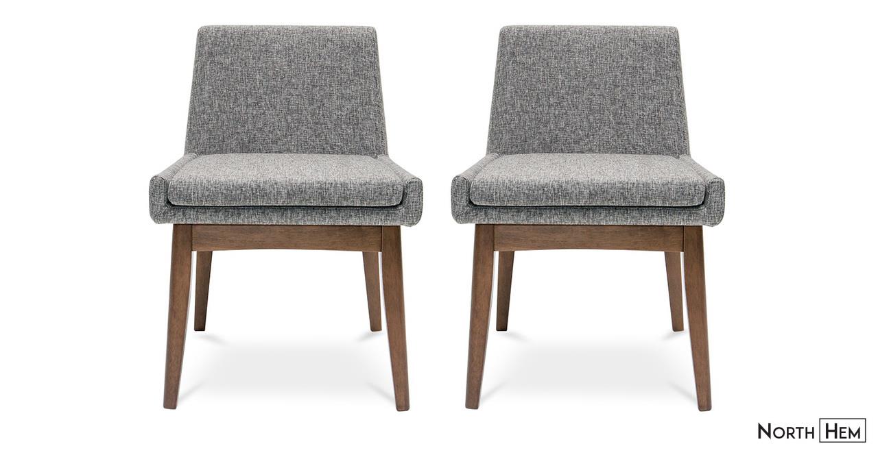 2 x Evy Dining Chair | Grey Dining Chairs | Pebble Grey and Cocoa Stain