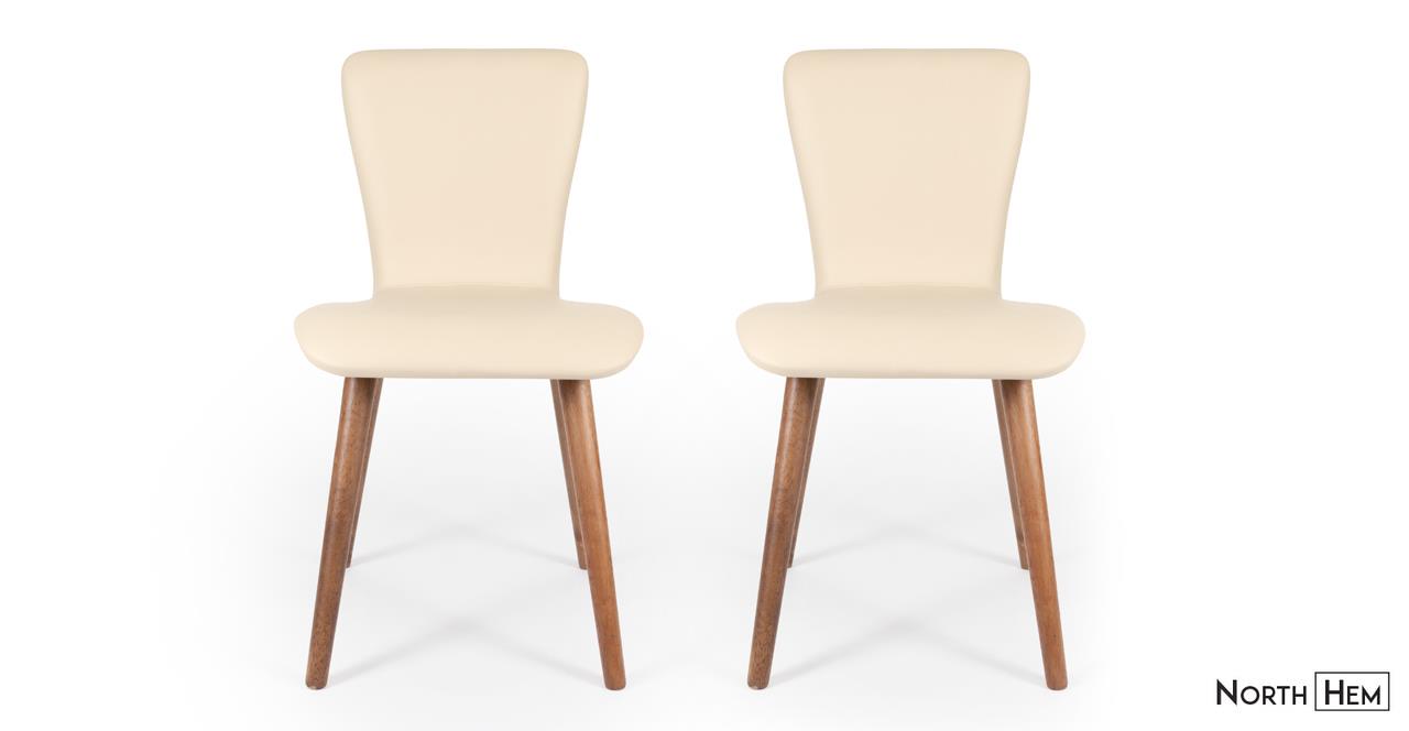 2 x Edel Dining Chairs | Cream Vinyl Dining Chairs | Cream Upholstered Dining Chairs