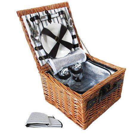 2 Person Picnic Basket Set with Cooler Bag and Blanket