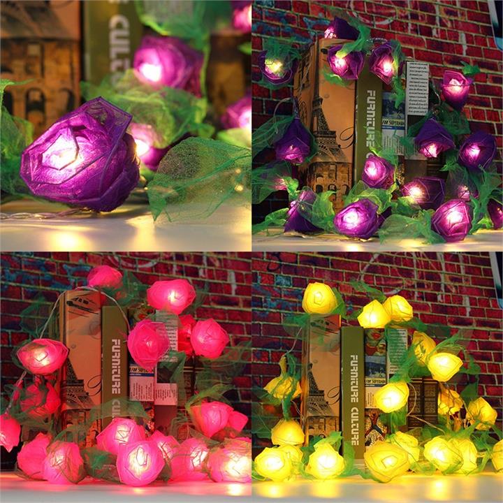 20LED Rose Flower Fairy String Light Wedding Garden Party Xmas Christmas Decor