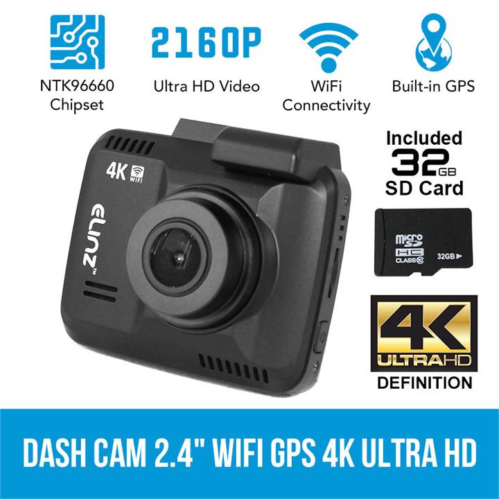 2.4 LCD Dash Cam Car Video Camera 2160P WIFI GPS 150 4K Ultra HD Novatek 32GB