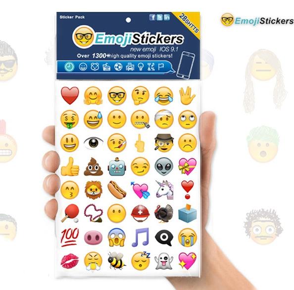 28Pcs IOS9.1 HD Emoji Expression Containing 1300 Emoji Stickers Affixed To the Wall Face