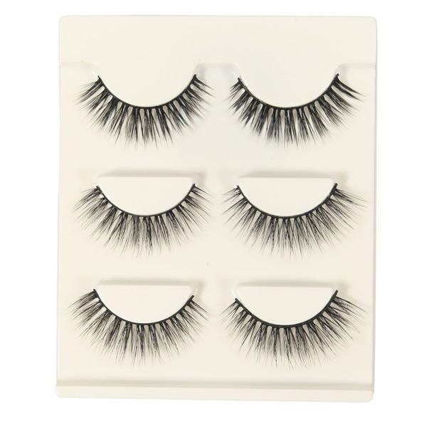 3 Pairs False Eyelashes Makeup Black Handmade Cluster Natural Long Eyelashes