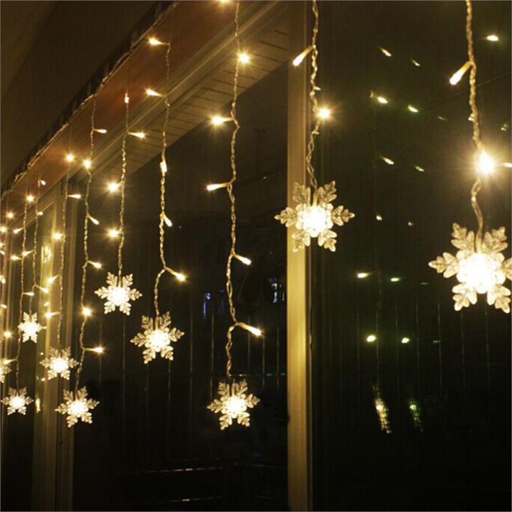 3.8M LED Curtain Snowflake String Lights LED Fairy Lights 8 Modes Christmas Lights Wedding Party Decoration 220-240V