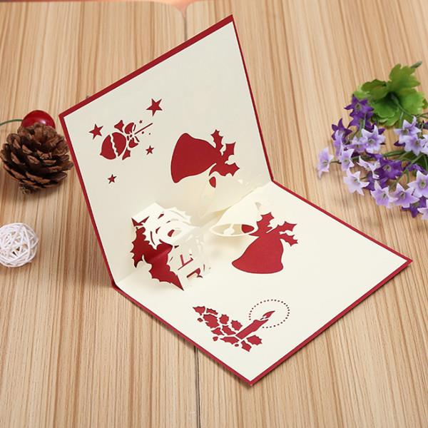 3D Pop Up Greeting Card Table Merry Christmas Post Card Gift Craft Paper DIY