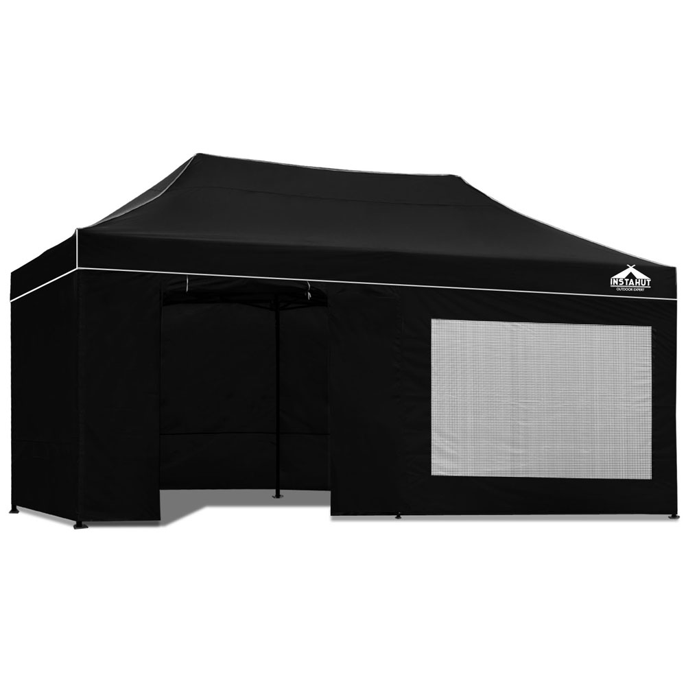 3x6 Pop Up Gazebo Hut with Sandbags (Black)