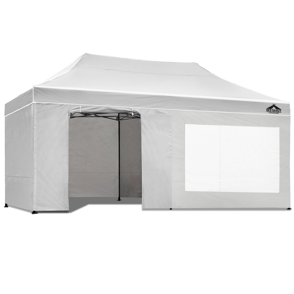 3x6 Pop Up Gazebo Hut with Sandbags (White)