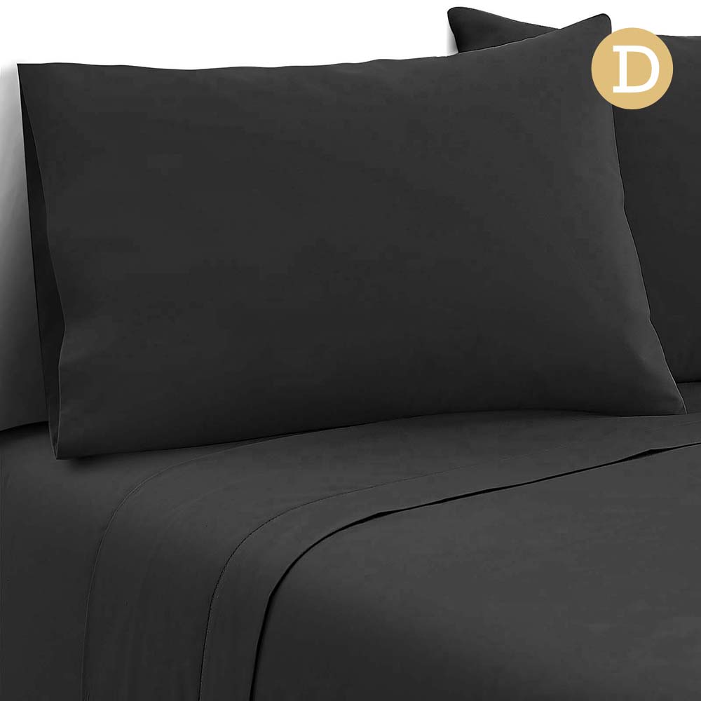 4 Piece Microfibre Sheet Set (Double/Black)