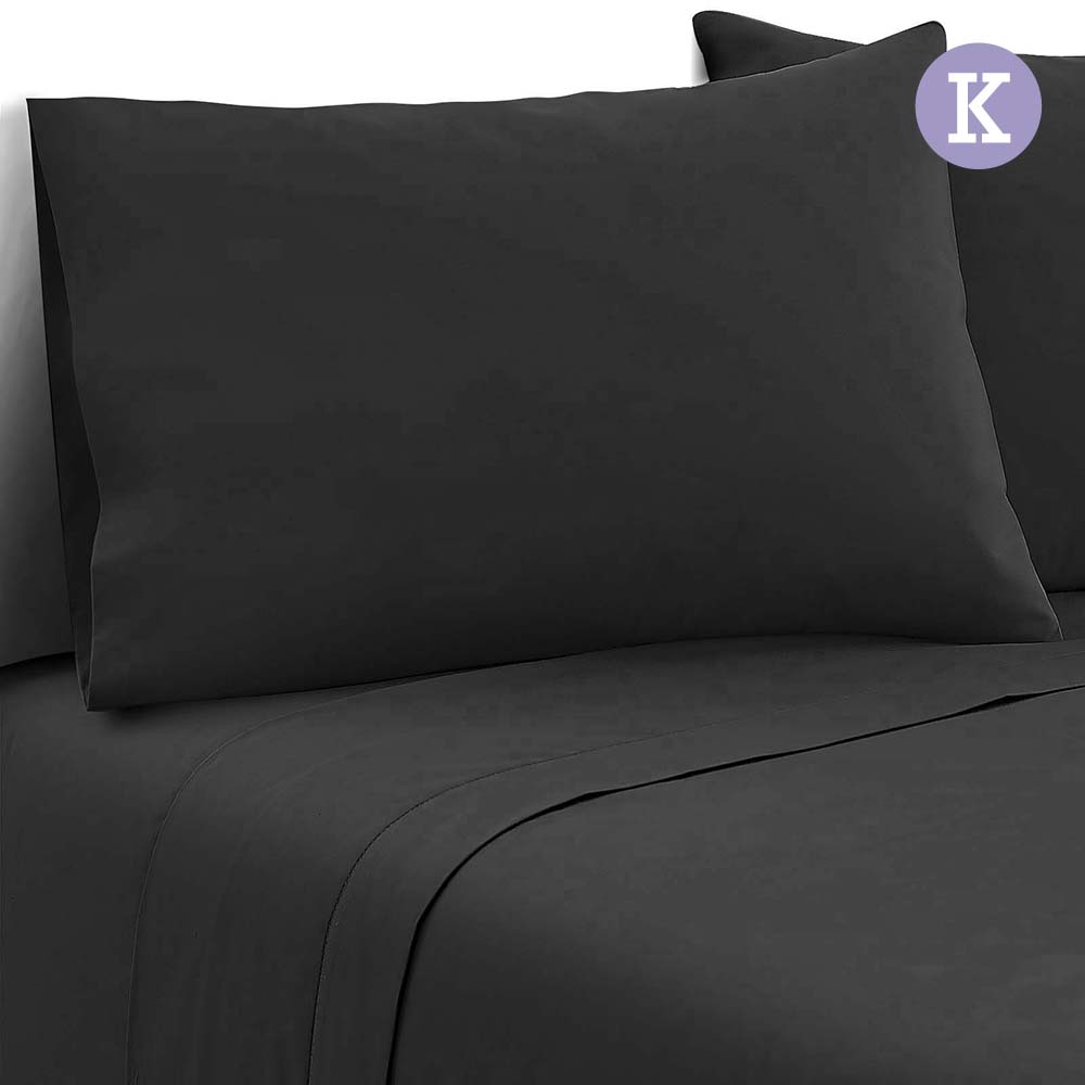 4 Piece Microfibre Sheet Set (King/Black)