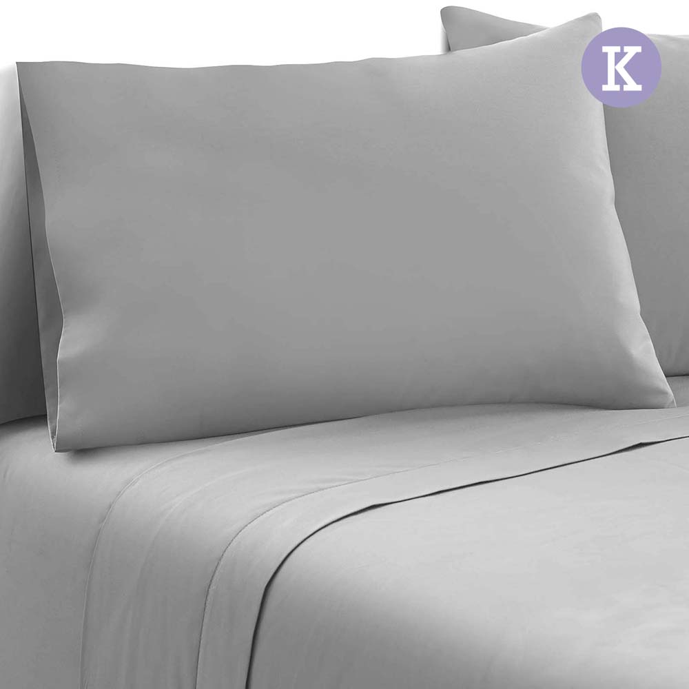 4 Piece Microfibre Sheet Set (King/Grey)