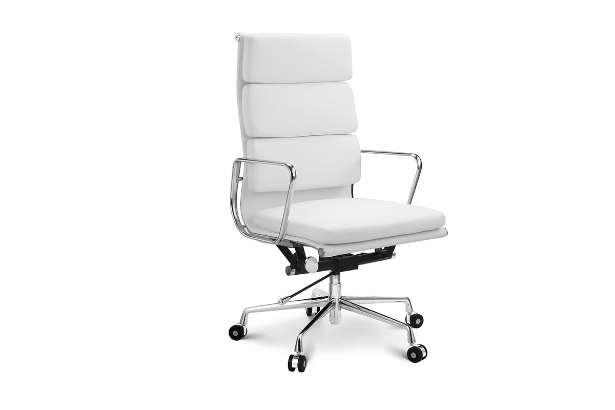 4 Pack Ergolux Executive Eames Replica High Back Padded Office Chair (White)