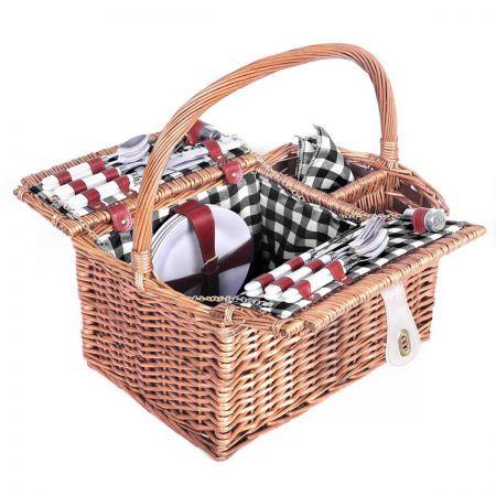 4 Person Picnic Basket Set with Blanket - Black