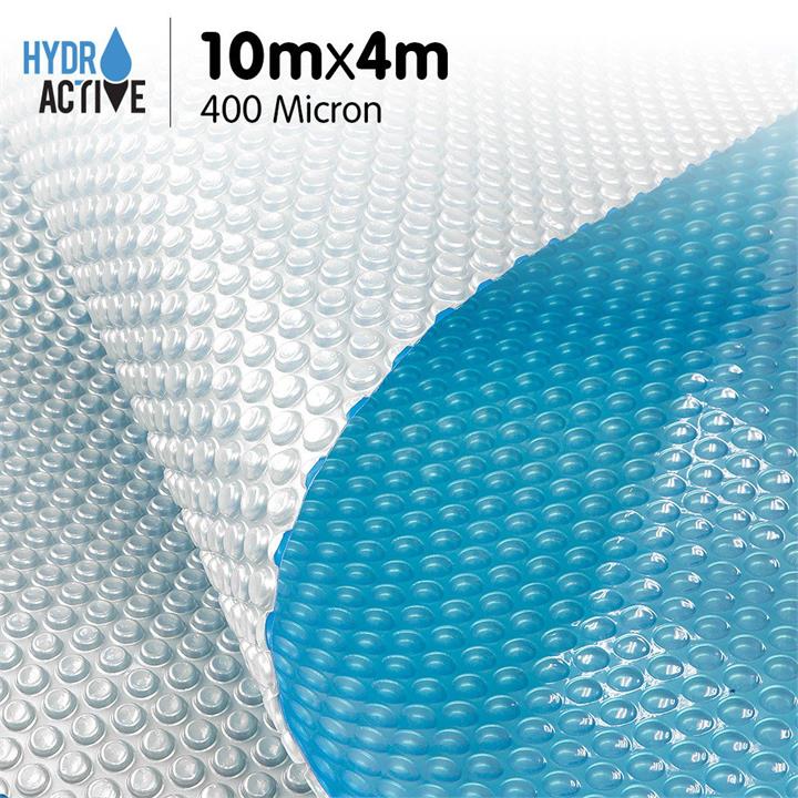 400micron HydroActive Solar Swimming Pool Cover Silver/Blue - 10m x 4m