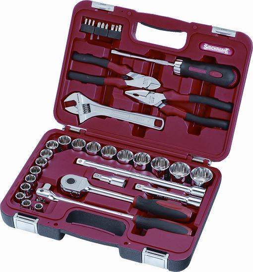 42pce Sidchrome Socket Set 1/2â Square Drive with FREE Ratchet Set & FREE 10pce Screwdriver Set