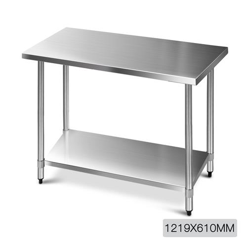 430 Square Stainless Steel Bench for Commercial Kitchen Food Preparation Work Table 1219x610mm