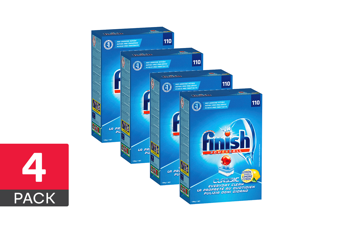 440 Finish Classic Powerball Dishwashing Tablets - Lemon (4 x 110 Pack)