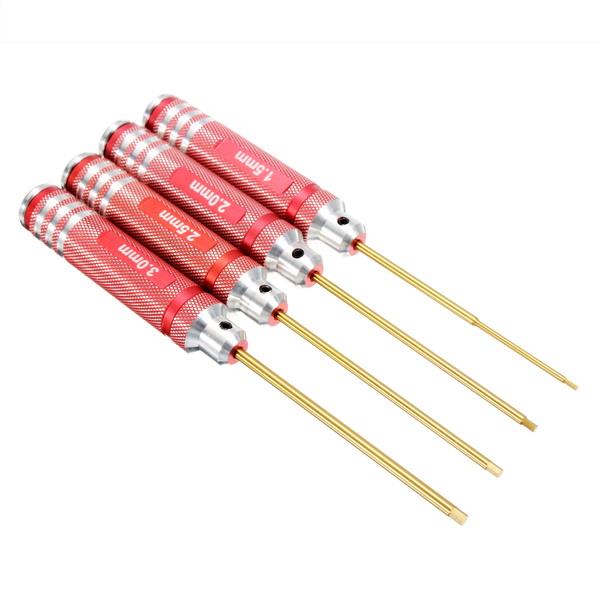 4Pcs AZLRC ONERC Hex Driver HSS titanium H1.5/H2.0/H2.5/H3 Screwdriver Tool Set Red