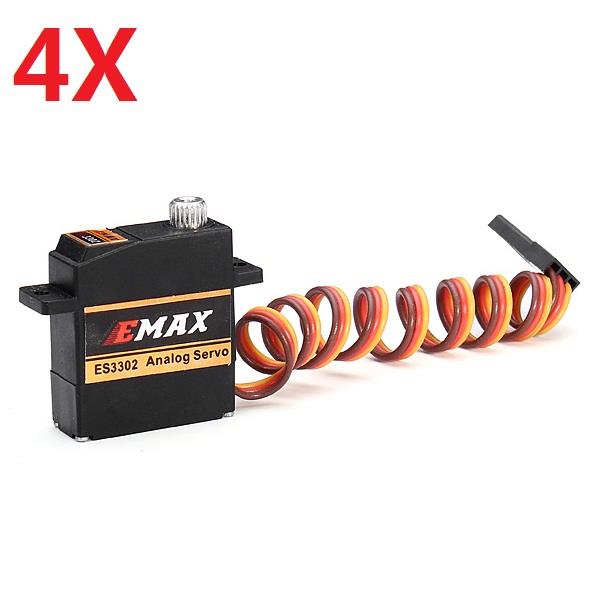 4X EMAX ES3302 12.4g Mini Metal Gear Analog Servo for RC Airplane