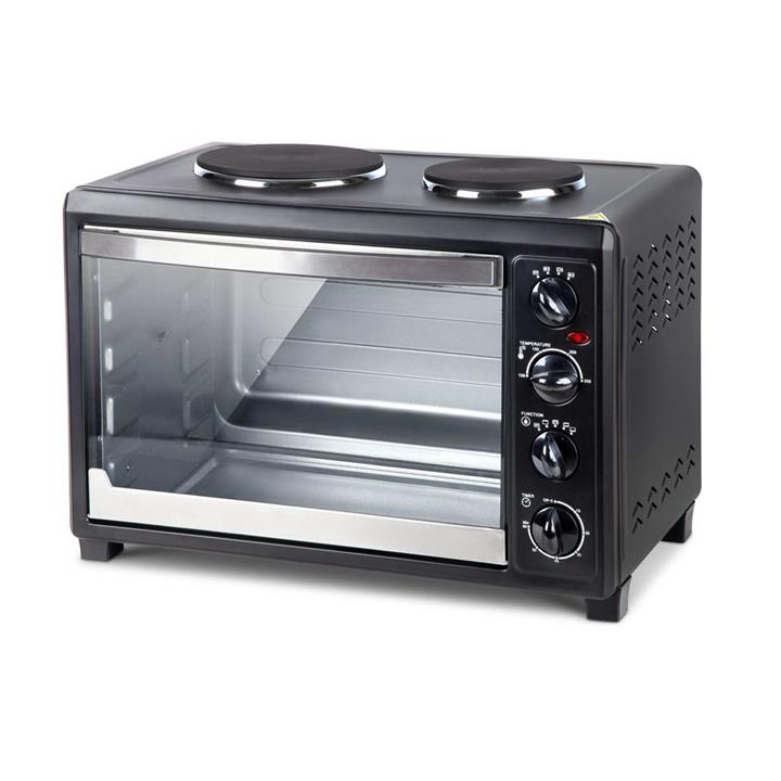 5 Star Chef 45L Electric Compact Convection Oven w/ Two Hot Plates Rotisserie Timer Black