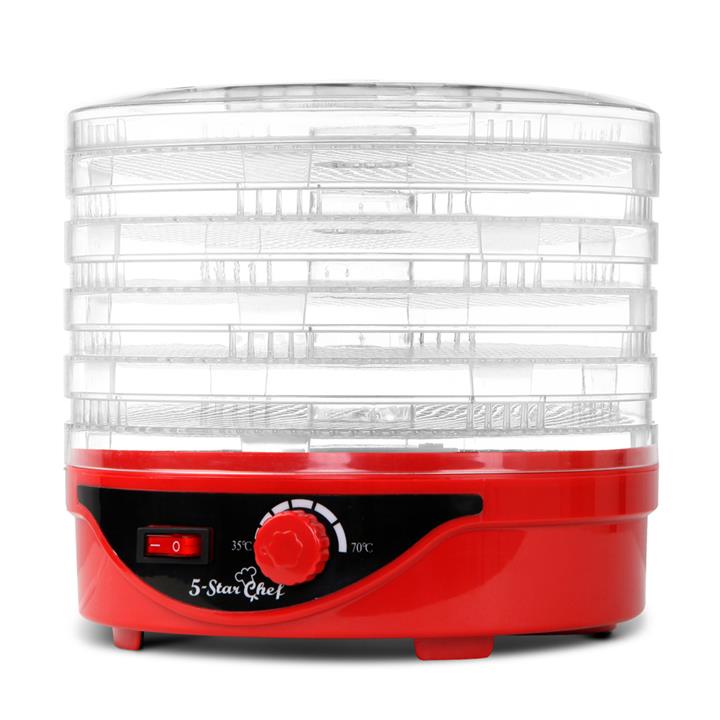 5 Star Chef 5 Trays Food Dehydrator Preserver for Fruit Meats Jerky Dryer Round Red