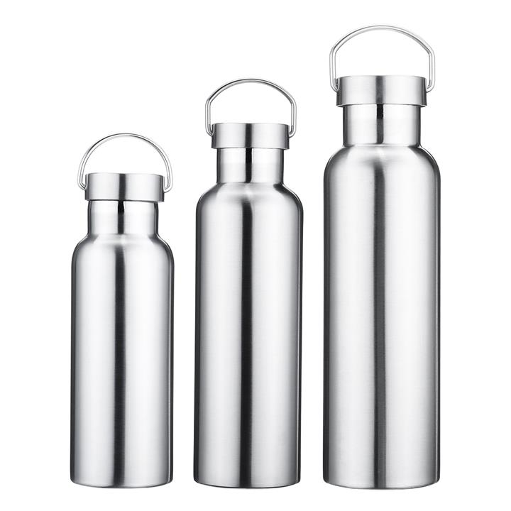 500ml 600ml 800ml Water Bottle 304 Stainless Steel Wide Mouth Vacuum Cup With Outdoor Carabiner