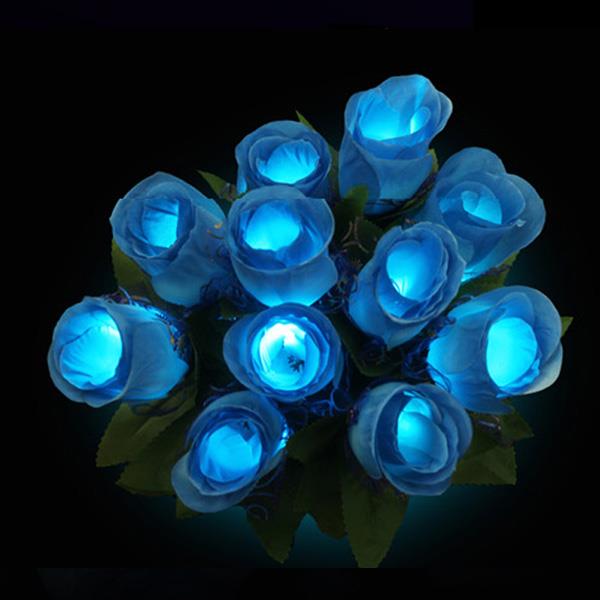 5pcs Colorful LED Rose Flower Flashing Glowing Bouquet Wedding Vanlentine Party Decoration