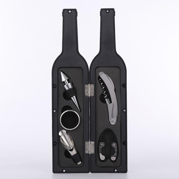 5Pcs Wine Bottle Opener Wine Bottle Shape Opener Pourer Corkscrew Foil Cutter Tools Set