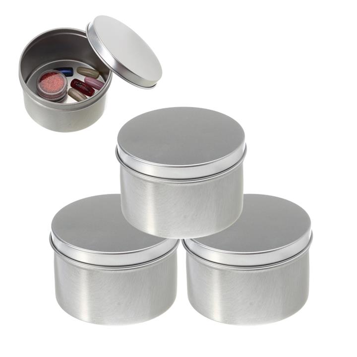 5pcs 180ml Empty Aluminum Tin Silver Nail Art Rhinestone Jewelry Makeup Metal Container Storage Box Tools